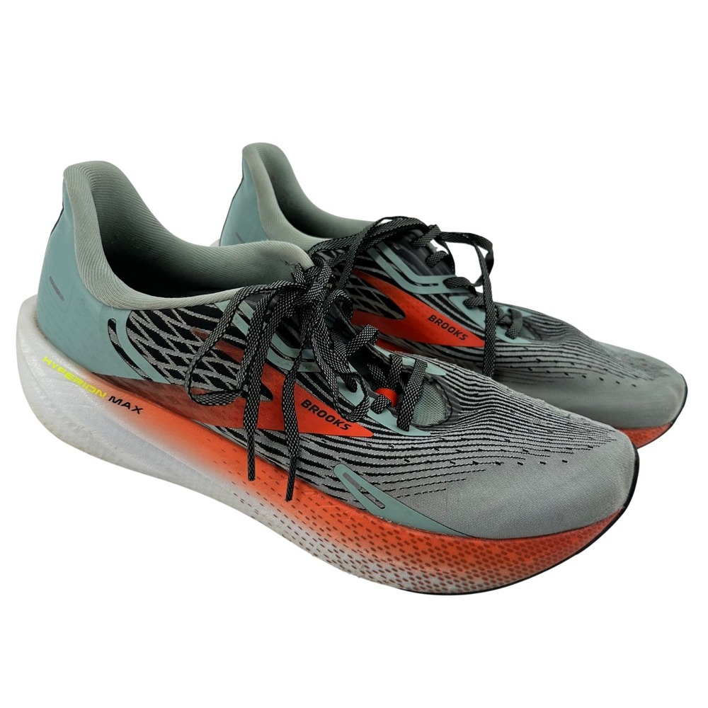Brooks Hyperion Max Running Shoes Mens 12 Grey Orange Blue 1103901D426 Training